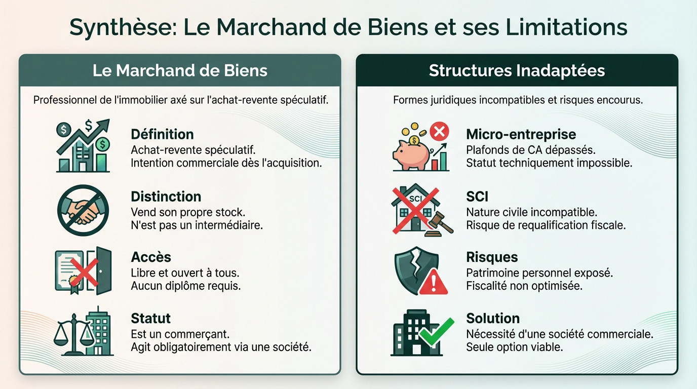 Synthèse des limitations du métier de marchand de biens et incompatibilité des statuts civils